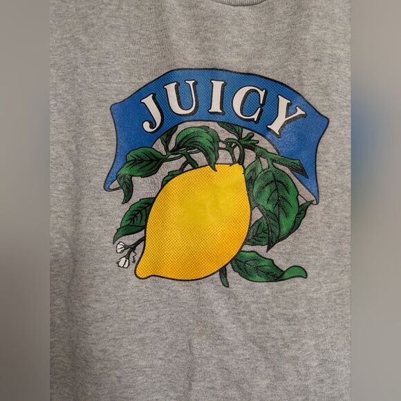 Juicy Couture Vintage Junior Gray Sweatshirt with Lemon and Leaf Design - Picture 3 of 5